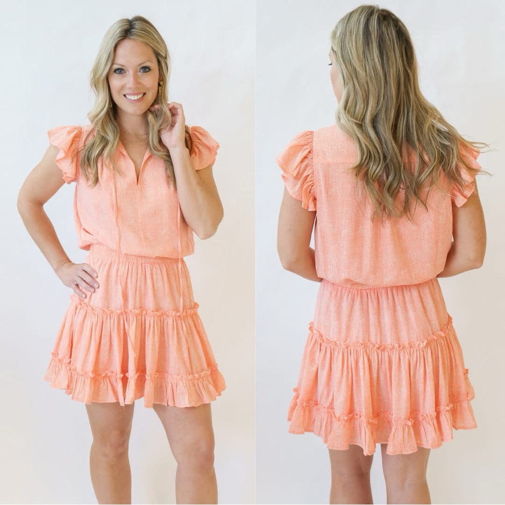 PINCH Peach Ruffle Sleeve Dress, size L